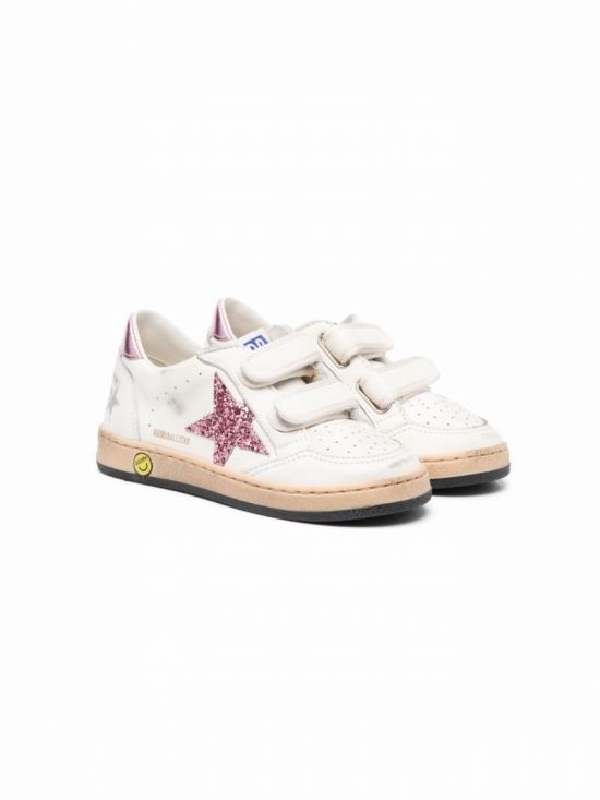 Kids' Ballstar Touch-strap Sneakers In White