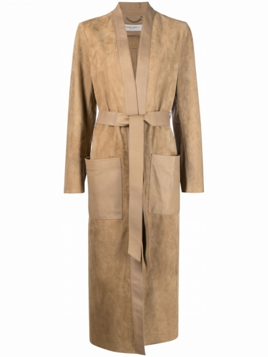 Journey Leather Trench Coat In Nude