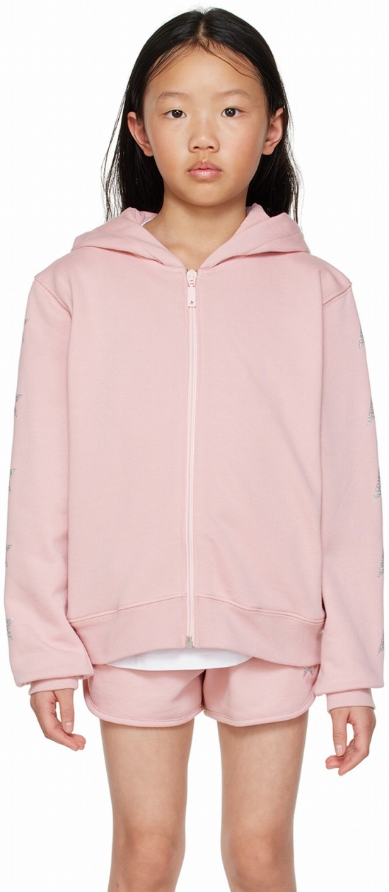 Kids Pink Star Hoodie In 25592 Pink/silver