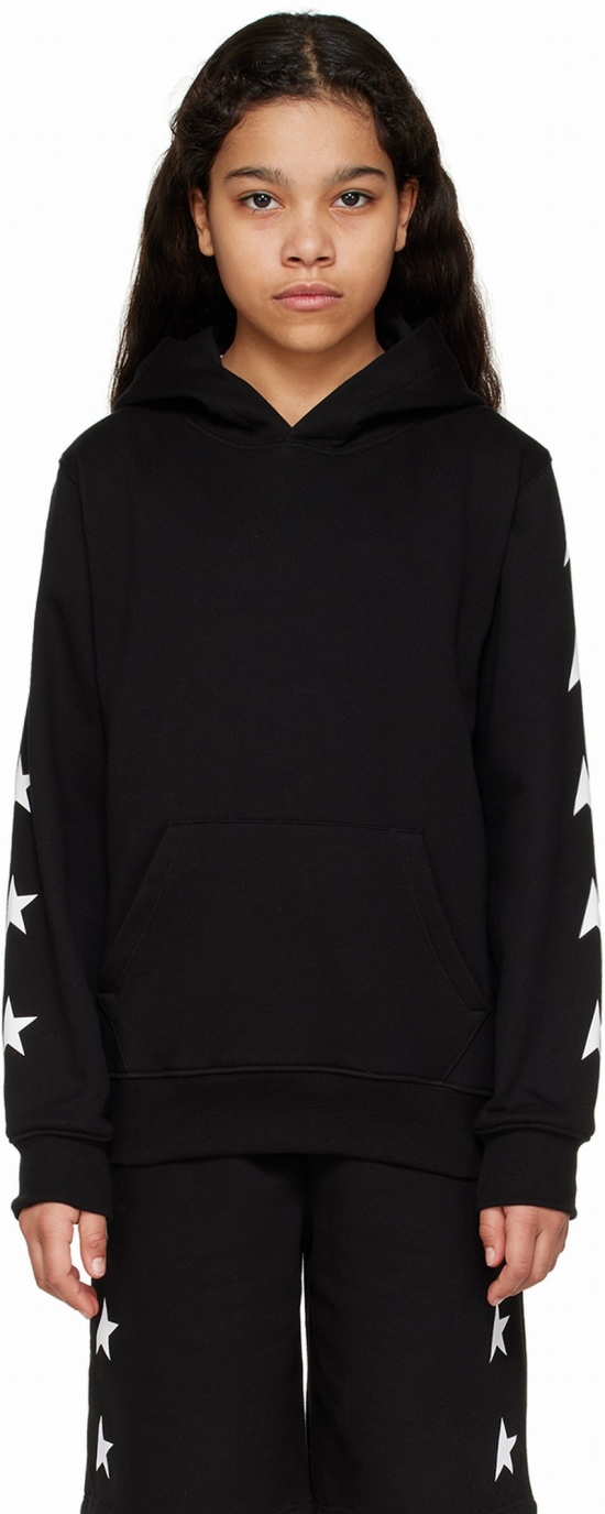 Kids Black Multi Star Hoodie In 80203 Black/white