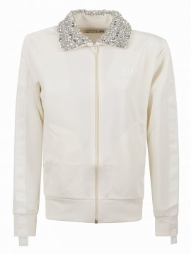 Denise Zip Track Jacket In Crystal