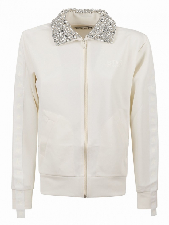 Denise Zip Track Jacket In Crystal