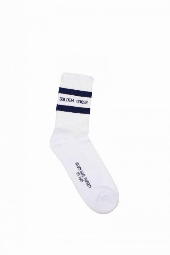 Socks Cotton White Blue