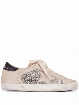 Glitter Lace-up Sneakers In Neutrals