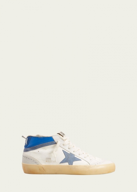 Mid Star Colorblock Wing-tip Sneakers In Creambluemilkypow