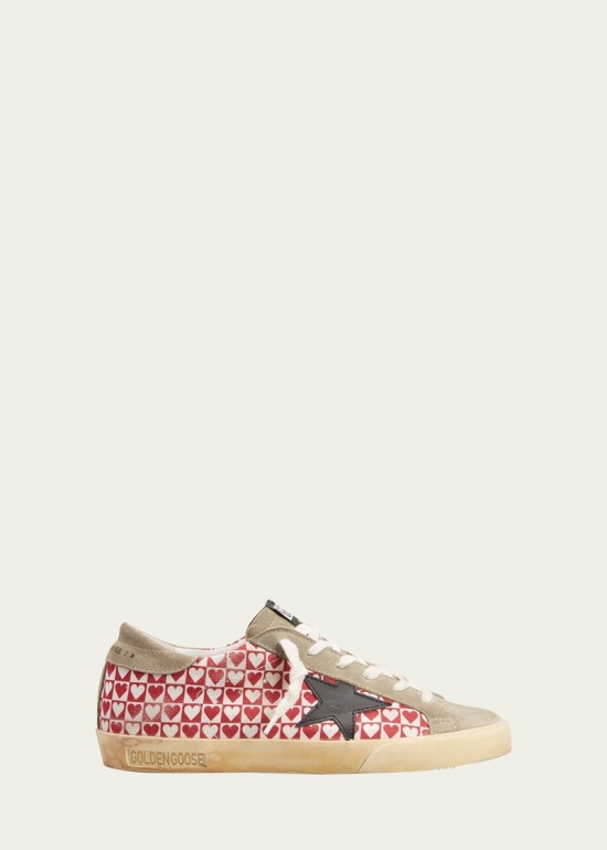 Superstar Heart-printed Canvas Low-top Sneakers In White Red Heartst