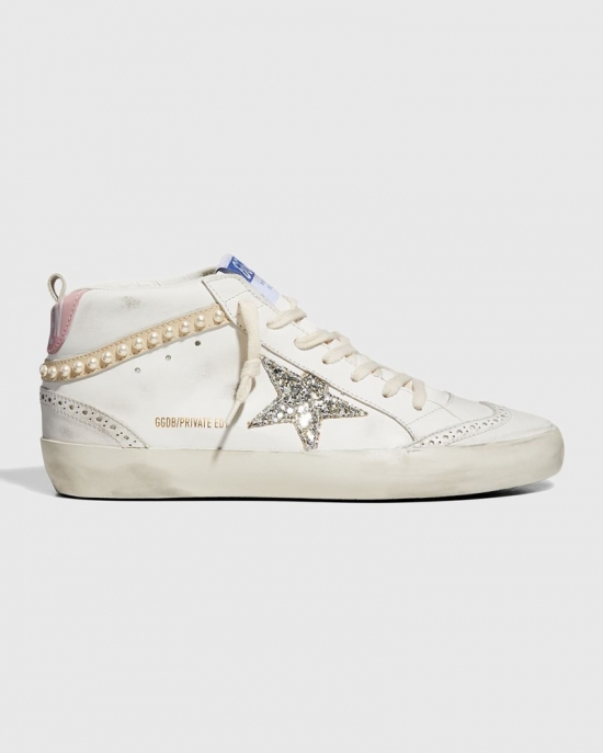 Midstar Pearly Glitter Wing-tip Sneakers In White