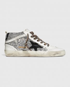 Mid Star Glitter Wing-tip Sneakers In Silver