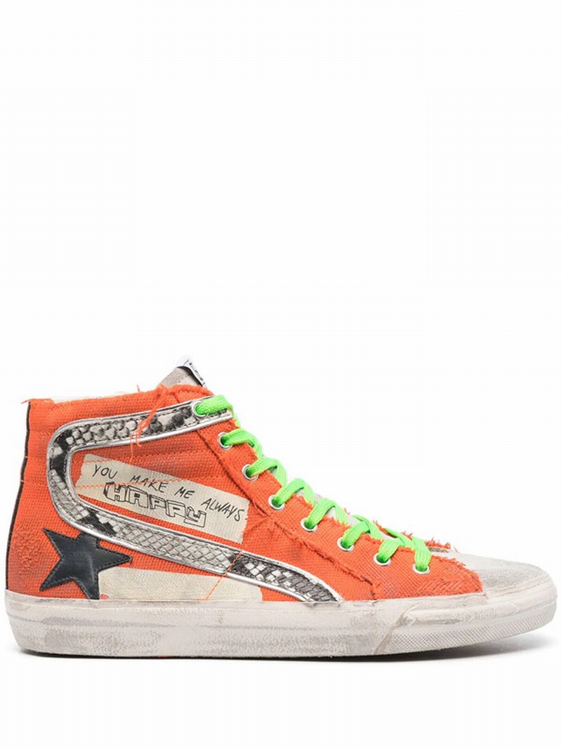 Slide High-top Sneakers In Orange