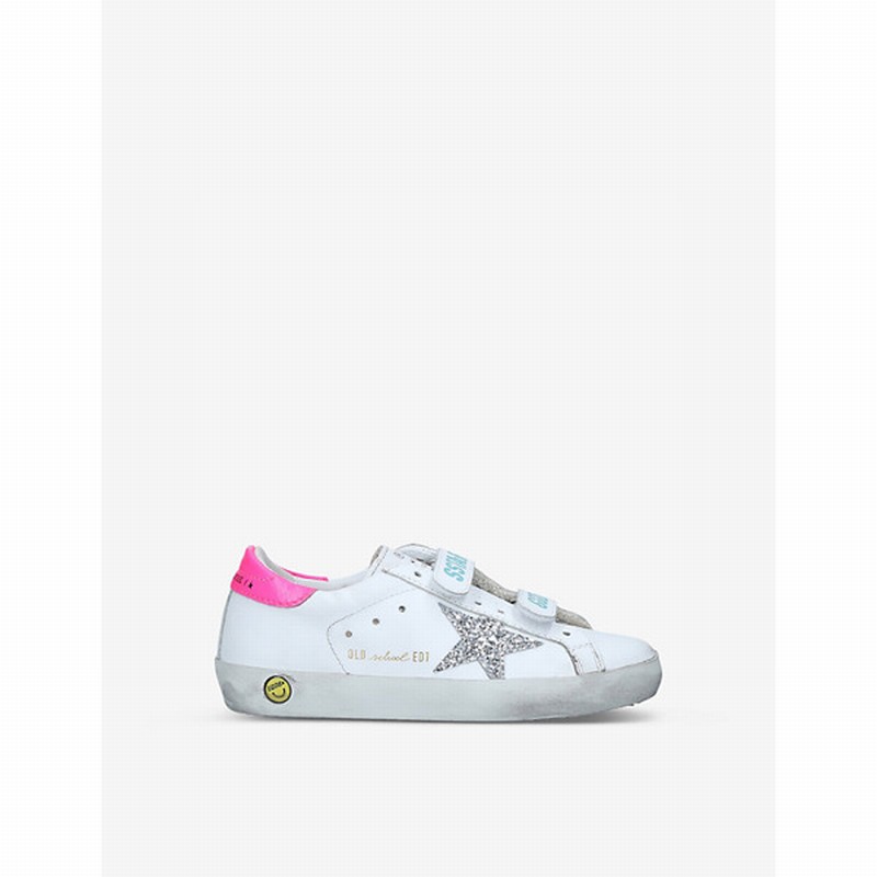 Kids' Old School Leather Trainers 6-9 Years In White/comb