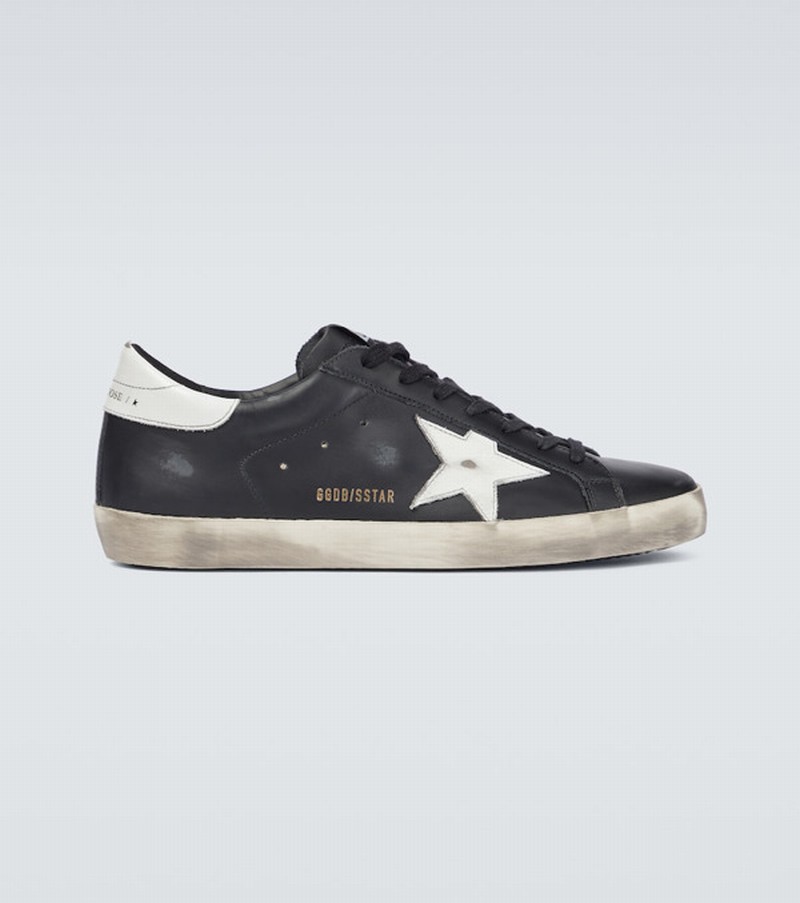 Superstar Black Distressed Leather Sneakers