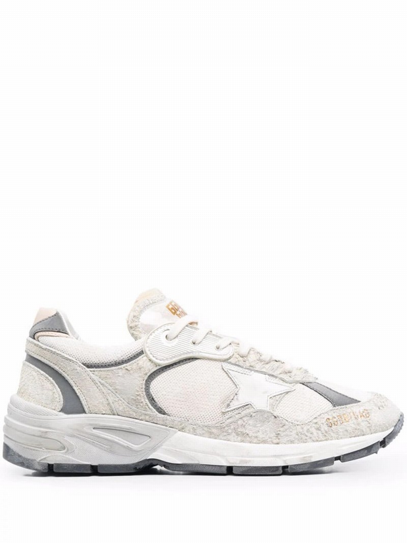 Running Dad Net And Suede Upper Leather Star And H In White