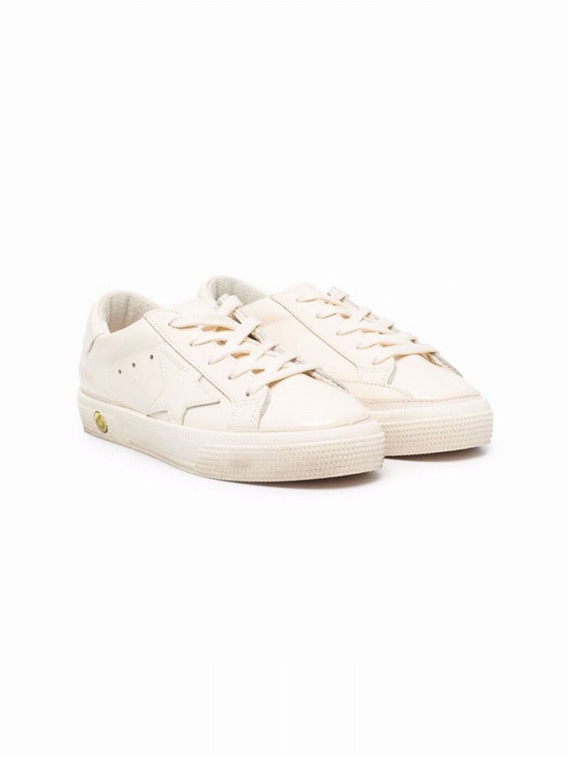 Logo Patch Leather Trainers In Neutrals