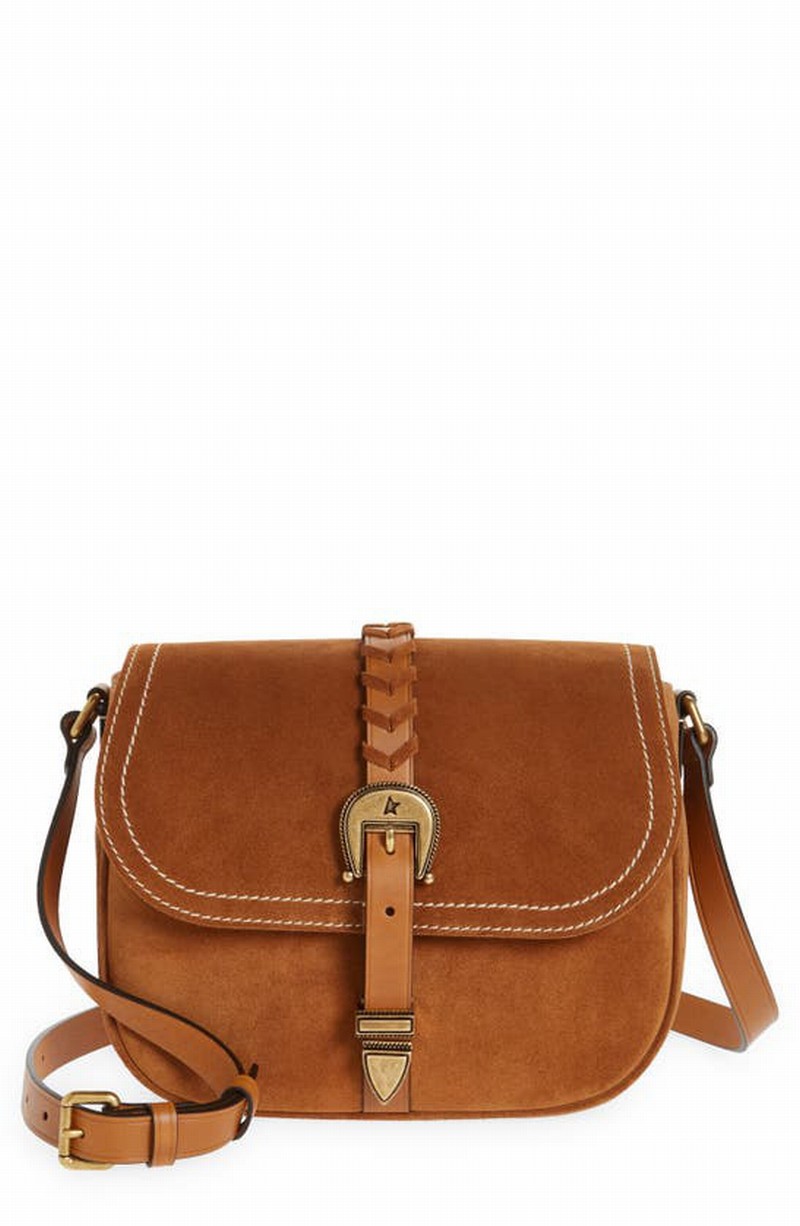 Rodeo Medium Suede Saddle Shoulder Bag In Brown