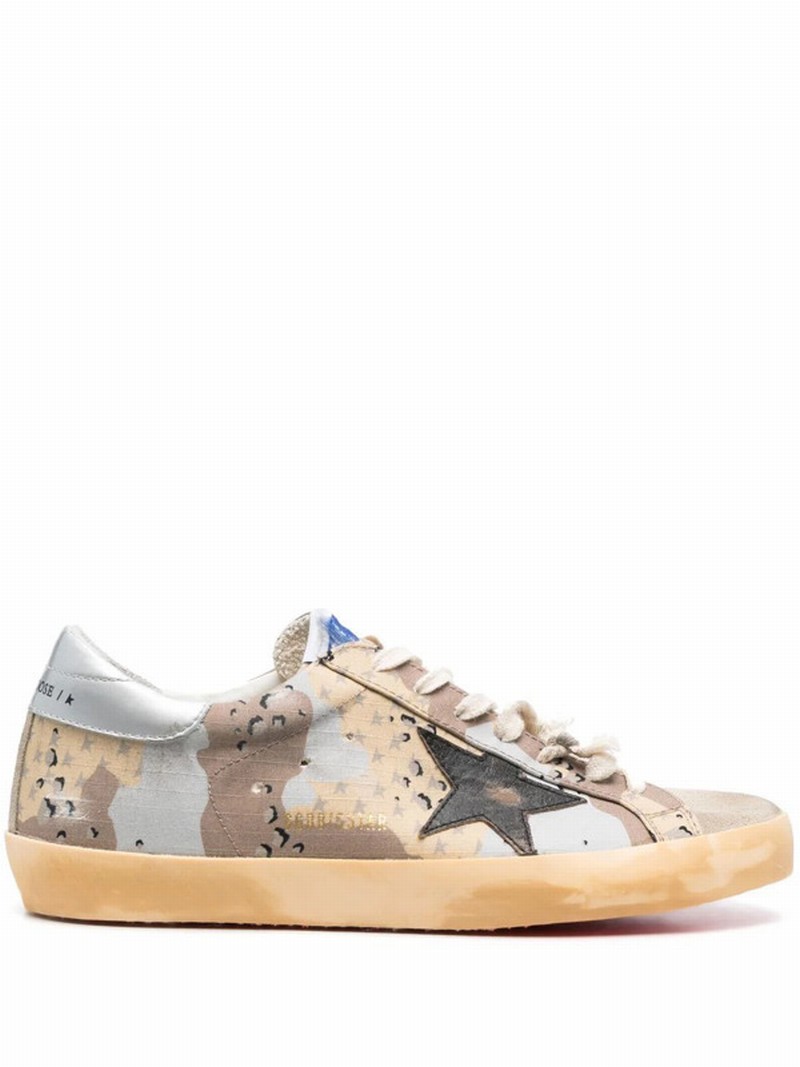 Superstar Sneakers With Camouflage Print In Beige