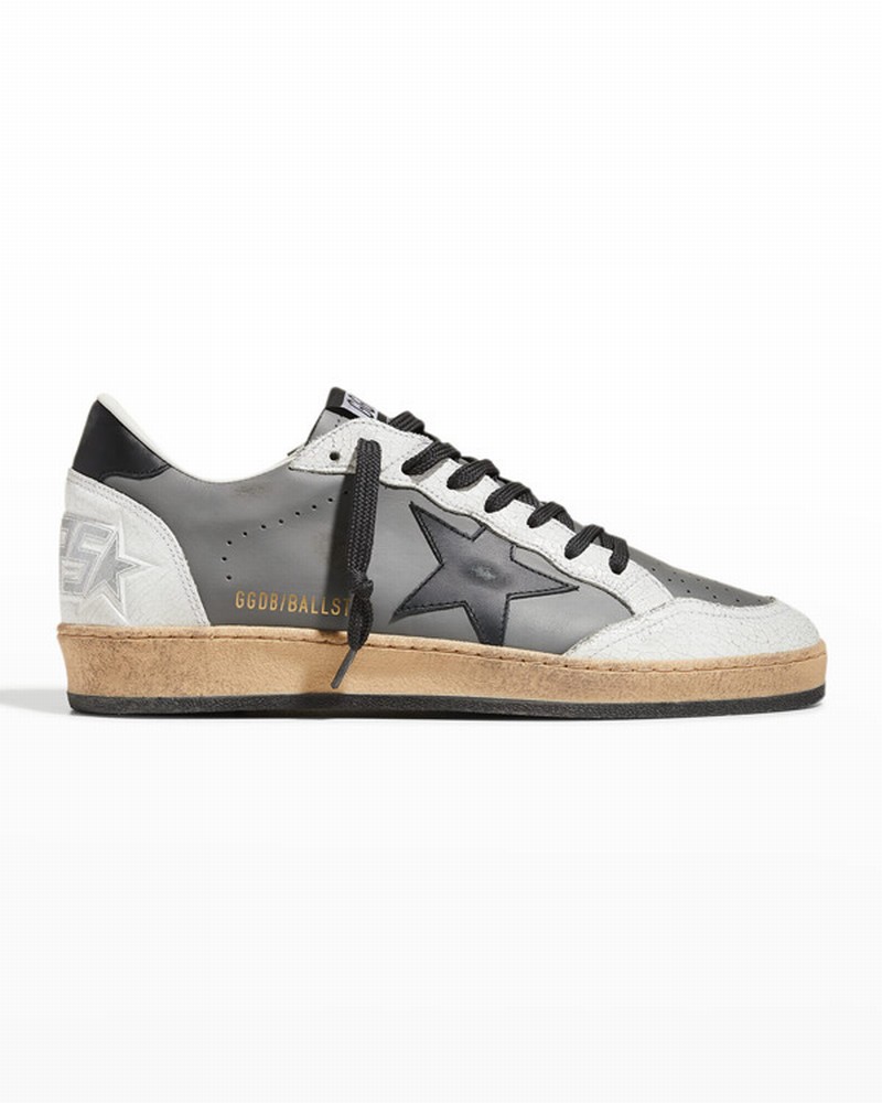 Ball Star Leather Quarter Star And Heel Crack Leather Heel Signature Sole In Grey