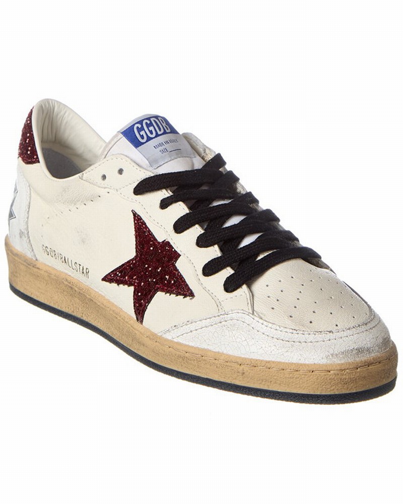 Ballstar Leather & Glitter Sneaker In White