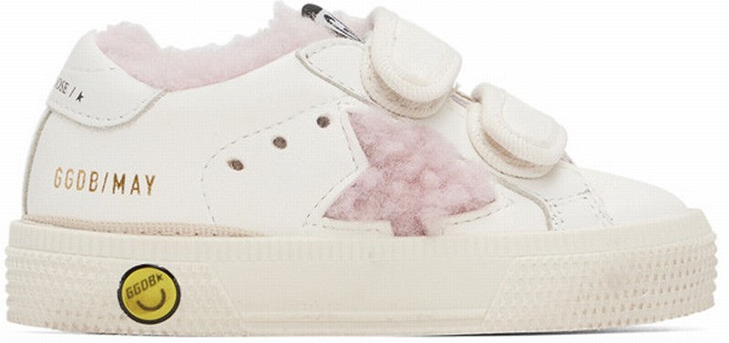 Baby White May School Sneakers In 11202 White/antique