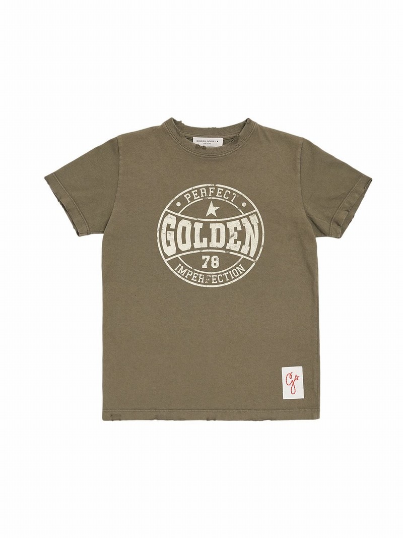 Kids' Printed Cotton Jersey T-shirt In Verde