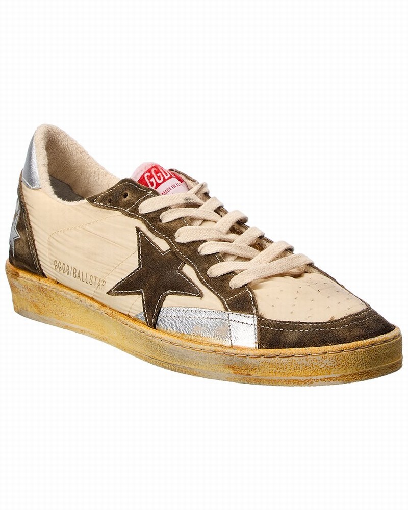 Ballstar Nylon & Suede Sneaker In Beige