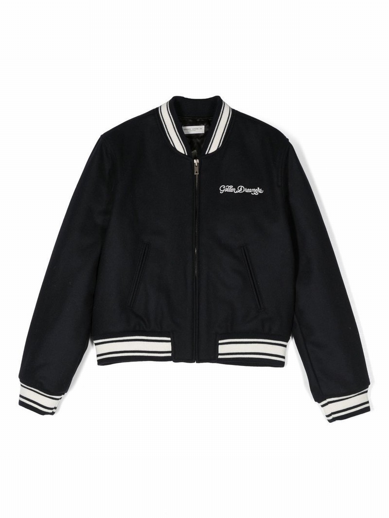 Kids' Striped-hem Bomber Jacket In Blue