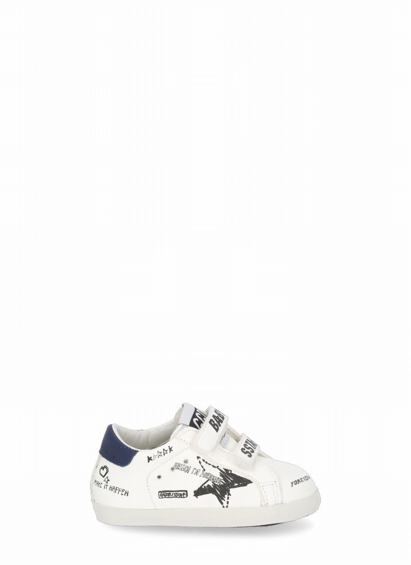 Kids' Baby School Sneakers In Cream Black Blue