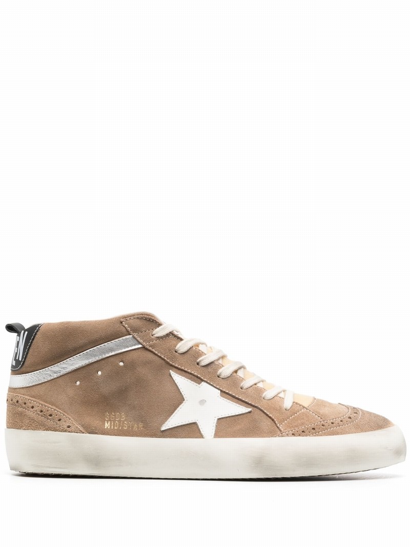 Mid Star Leather Sneakers In Brown