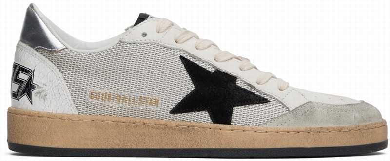 White & Gray Ball Star Sneakers In 81780 Light Silver/b