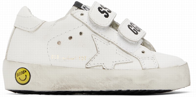 Baby White Old School Sneakers In Optic White 10100