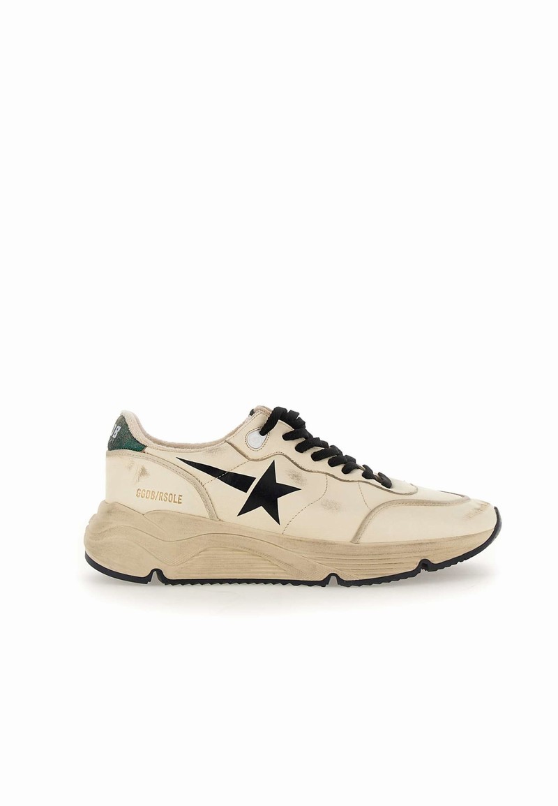 Rsole Nappa Star Leather Sneakers In Dirty White/black/emerald Gree