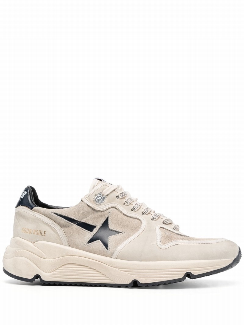 Running Sole Star-patch Sneakers In Neutrals