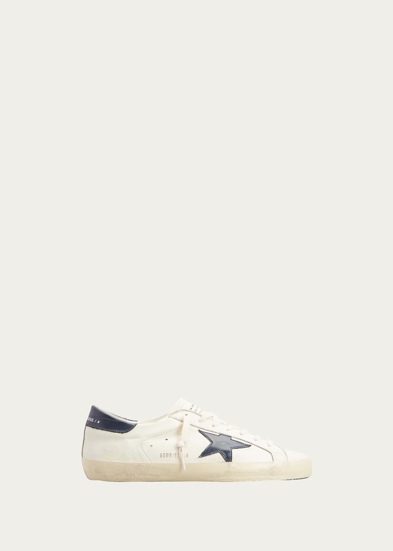 Super-star Nappa Upper Shiny Leather Star And Heel In Beige Night Blue