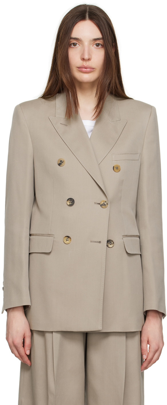 Beige Double-Breasted Blazer