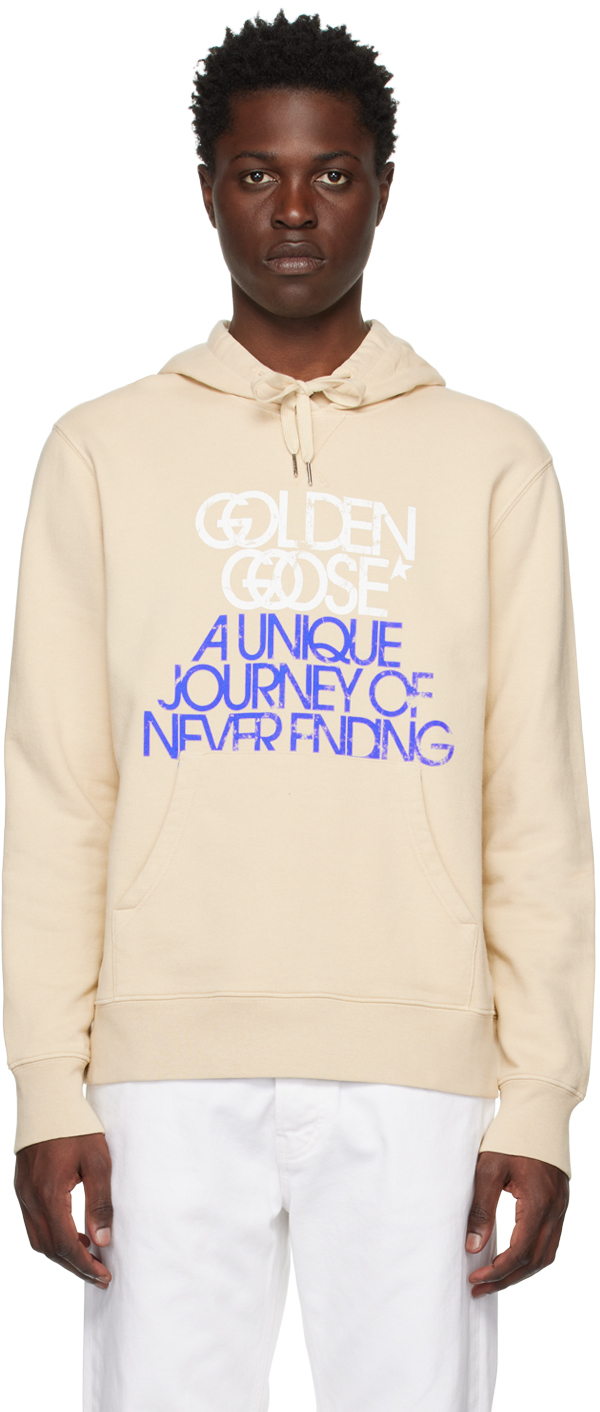 Beige Lettering Hoodie