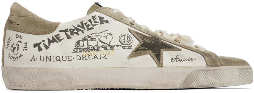 White & Taupe Super-Star Sneakers